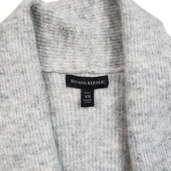 Banana Republic Wool Alpaca Cardigan Sweater Womens Petite XS PXS Gray Open - Picture 3 of 8